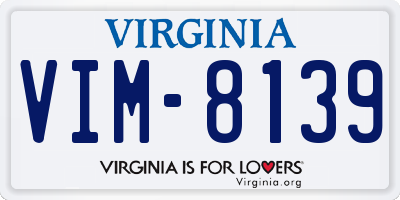 VA license plate VIM8139