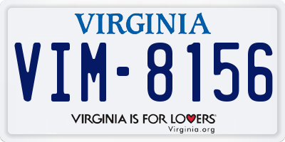 VA license plate VIM8156