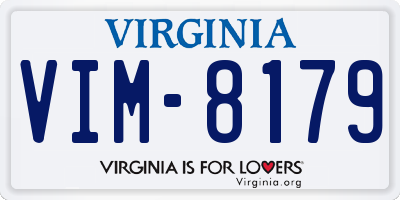 VA license plate VIM8179