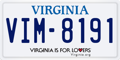 VA license plate VIM8191