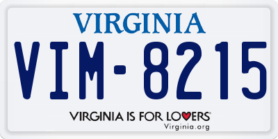 VA license plate VIM8215