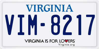 VA license plate VIM8217