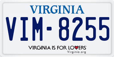 VA license plate VIM8255