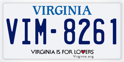 VA license plate VIM8261
