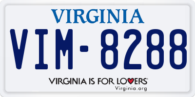 VA license plate VIM8288