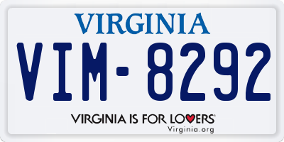 VA license plate VIM8292