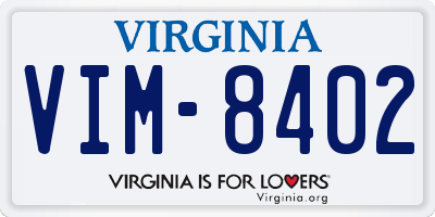VA license plate VIM8402