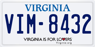 VA license plate VIM8432