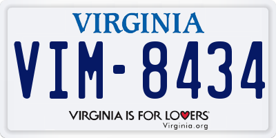 VA license plate VIM8434