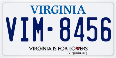 VA license plate VIM8456