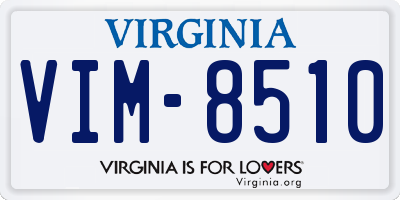 VA license plate VIM8510