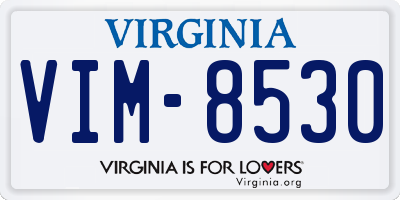 VA license plate VIM8530