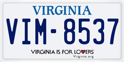 VA license plate VIM8537