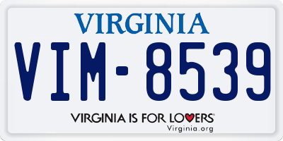 VA license plate VIM8539