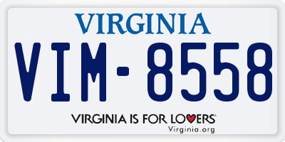 VA license plate VIM8558