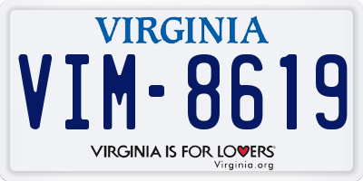 VA license plate VIM8619
