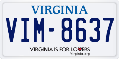 VA license plate VIM8637