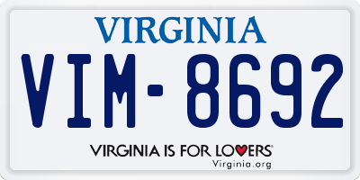 VA license plate VIM8692