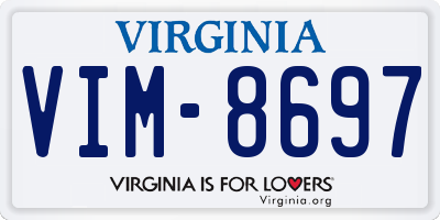 VA license plate VIM8697