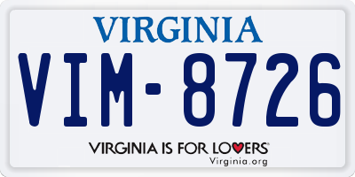 VA license plate VIM8726