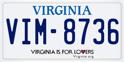 VA license plate VIM8736