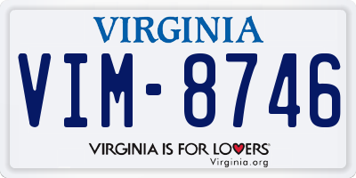 VA license plate VIM8746