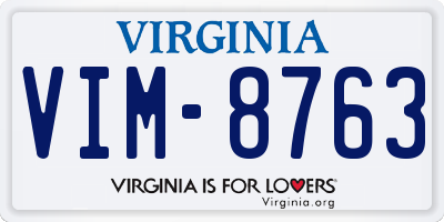 VA license plate VIM8763