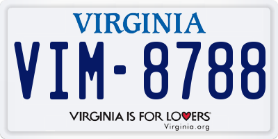 VA license plate VIM8788