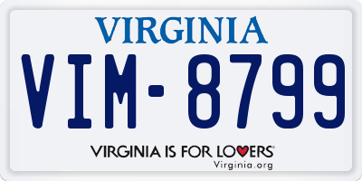 VA license plate VIM8799