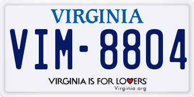 VA license plate VIM8804