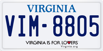 VA license plate VIM8805
