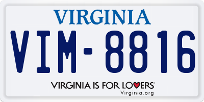 VA license plate VIM8816