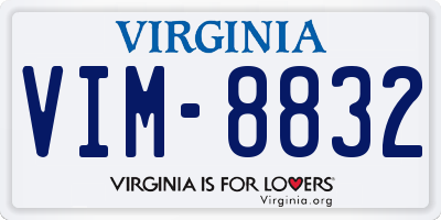 VA license plate VIM8832