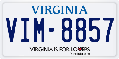 VA license plate VIM8857