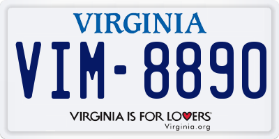 VA license plate VIM8890