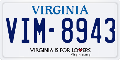 VA license plate VIM8943