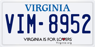 VA license plate VIM8952