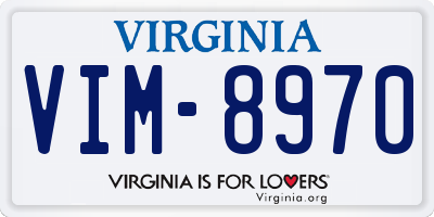 VA license plate VIM8970