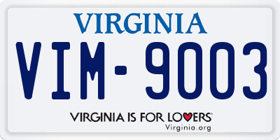 VA license plate VIM9003