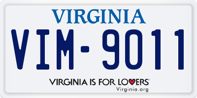 VA license plate VIM9011