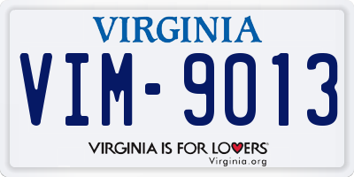 VA license plate VIM9013