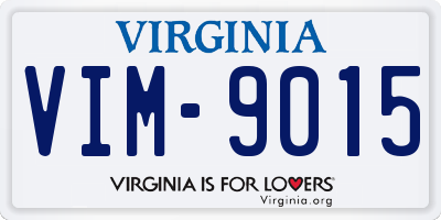 VA license plate VIM9015