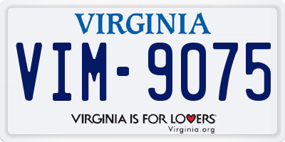 VA license plate VIM9075