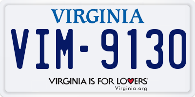 VA license plate VIM9130