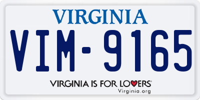 VA license plate VIM9165