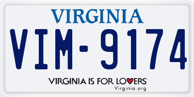 VA license plate VIM9174