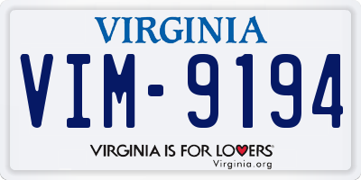 VA license plate VIM9194