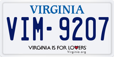 VA license plate VIM9207