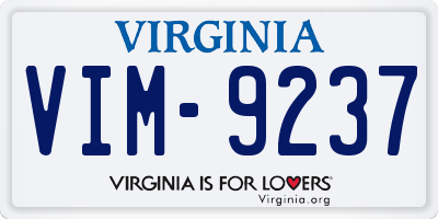 VA license plate VIM9237