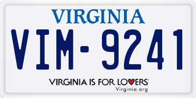 VA license plate VIM9241